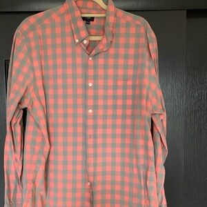 J.Crew Slim Fit Plaid Shirt Men’s L Salmon Grey